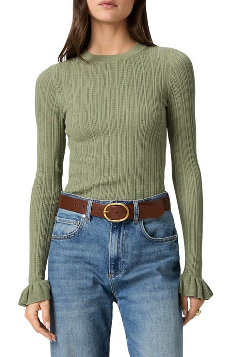 Ophelia Pointelle Organic Cotton Blend T-Shirt