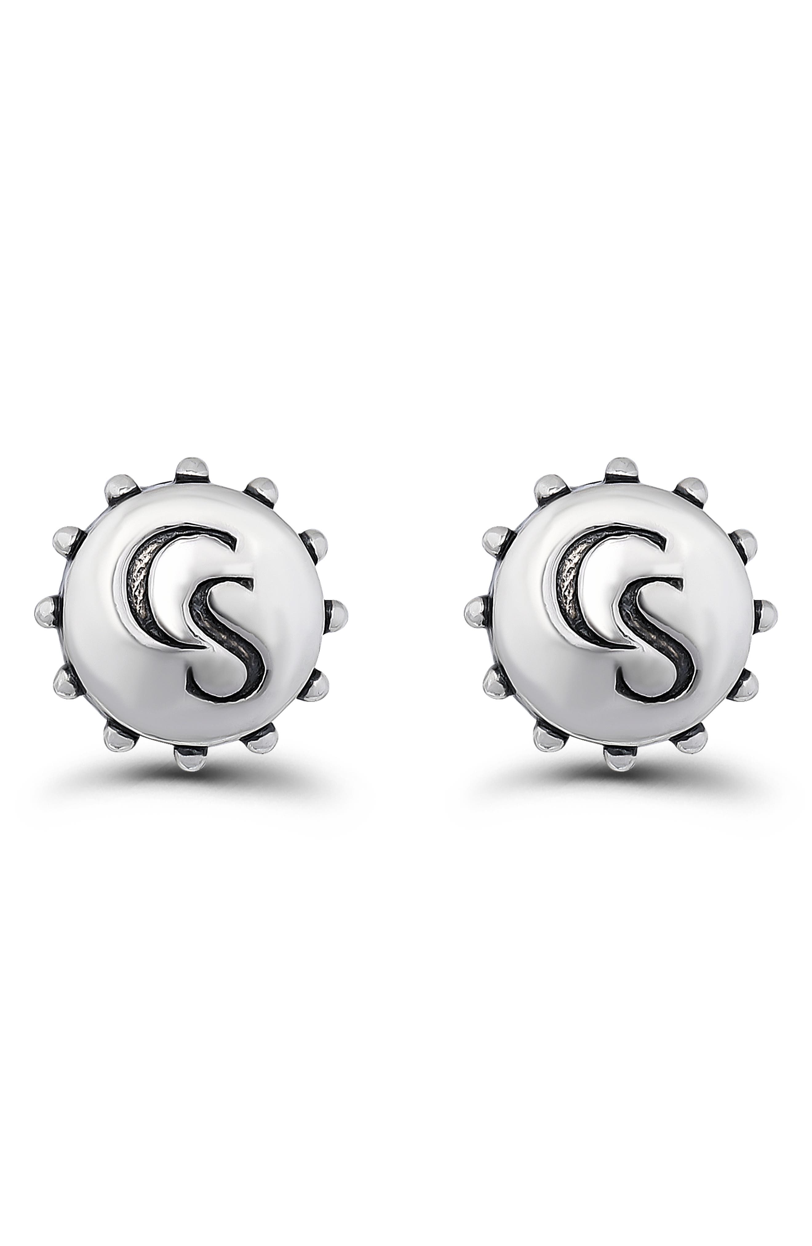 Christian Siriano New York Stamp Oxidized Button Stud Earrings