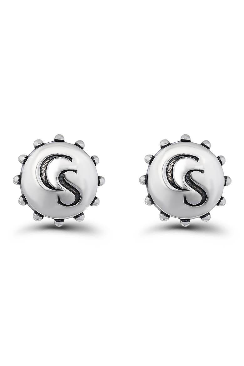 Stamp Oxidized Button Stud Earrings, Main, color, SILVER