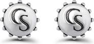 Christian Siriano New York Stamp Oxidized Button Stud Earrings