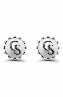 Christian Siriano New York Stamp Oxidized Button Stud Earrings