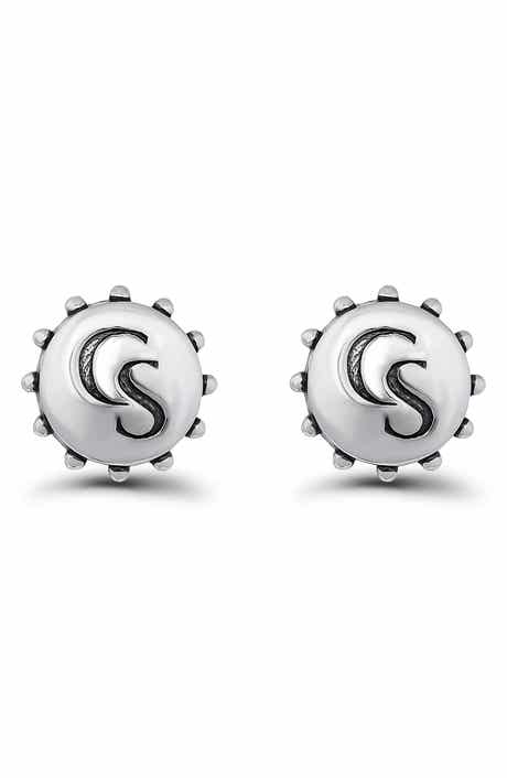 Christian Siriano New York Stamp Oxidized Button Stud Earrings