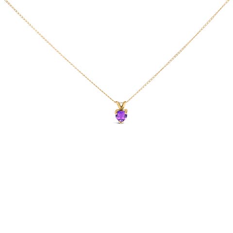 14K Gold 5X5 MM Heart Shaped Gemstone Solitaire Pendant Necklace
