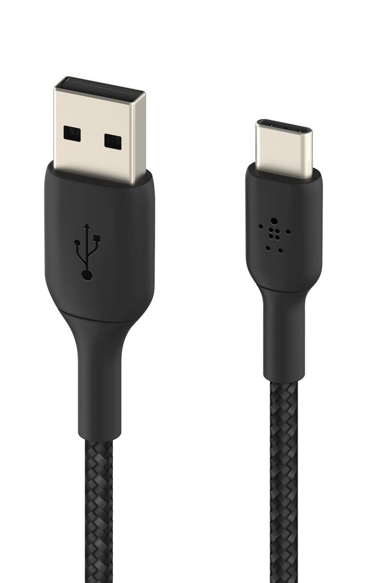 Belkin Braided 6.6-Foot USB-C to USB-A Cable, Alternate, color, Black