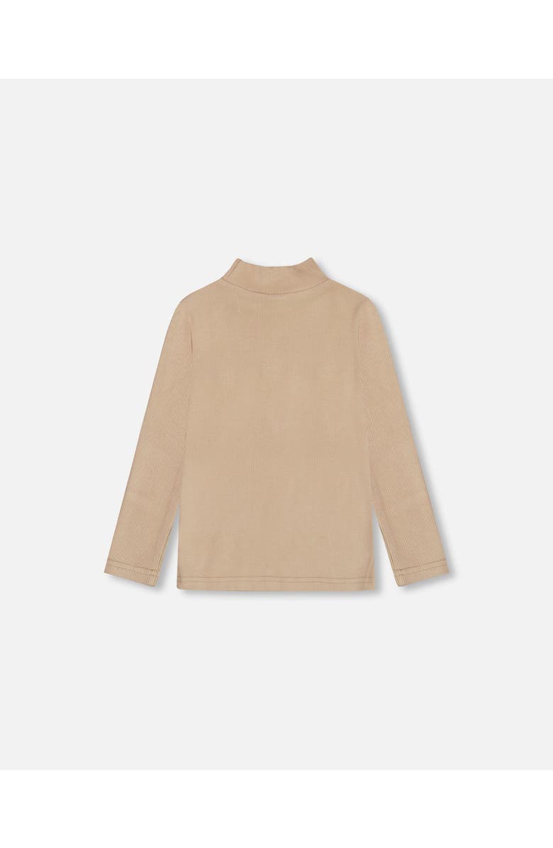 Deux par Deux Little Girl's Super Soft Brushed Mock Neck Top Medium Beige, Alternate, color, 