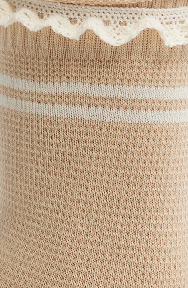 Stems Pointelle Knit Stripe Quarter Socks, Alternate, color, Sand