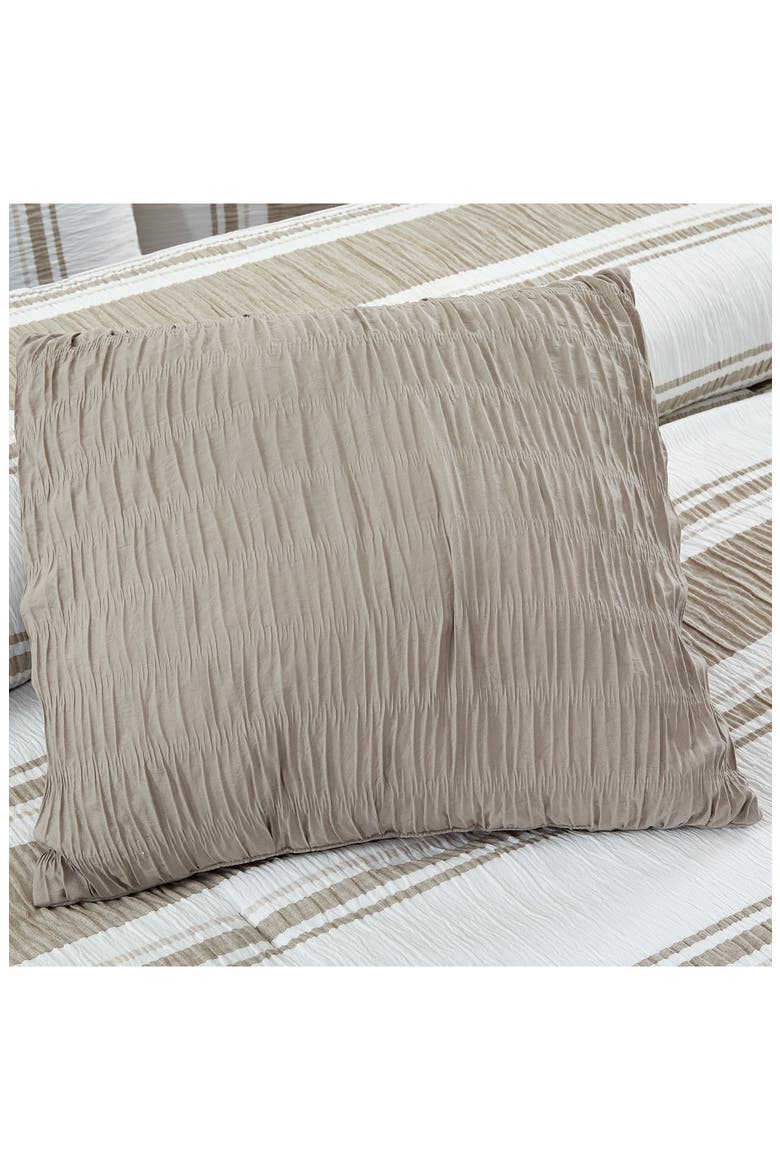 Jacquard Microfiber 5-Piece Comforter Set, Alternate, color, WHITE/ TAUPE