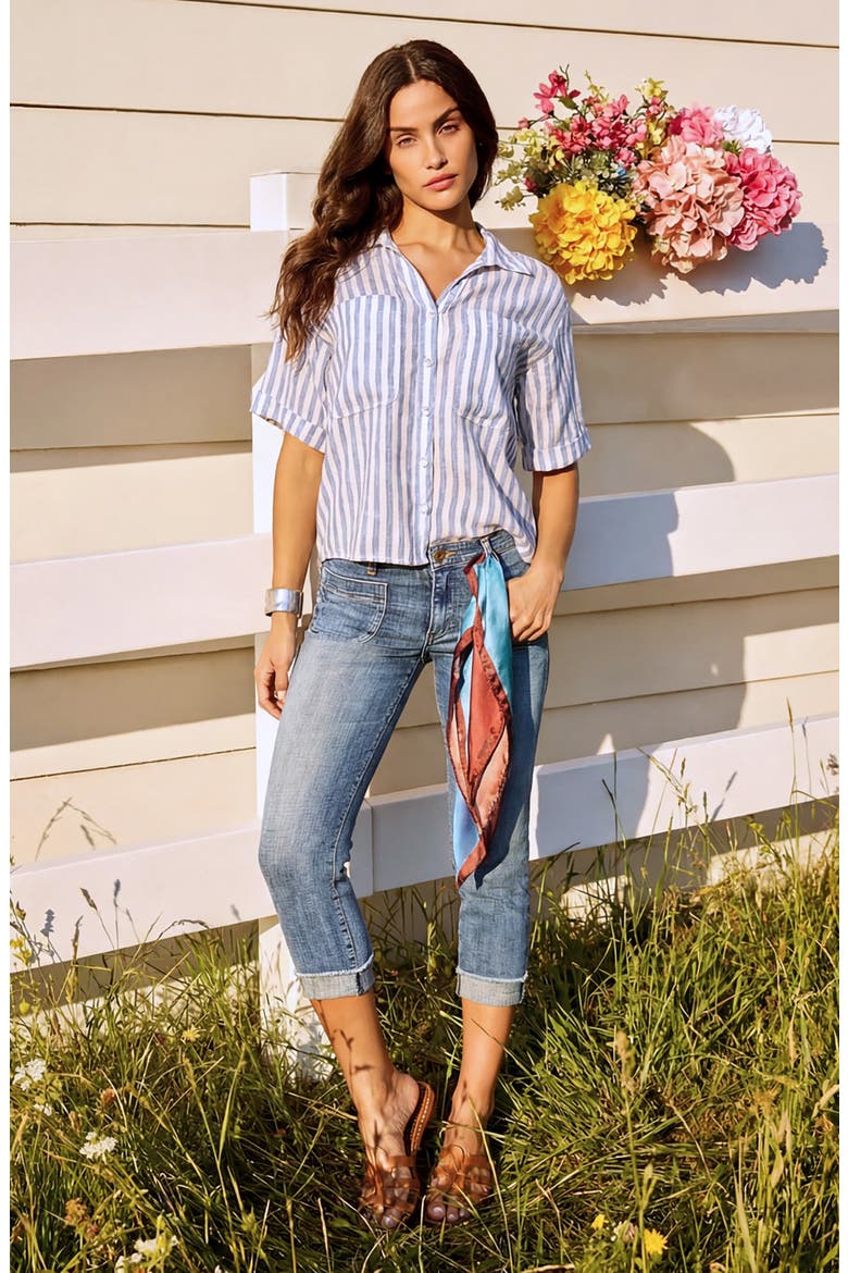 Amy Frayed Patch Pocket Mid Rise Crop Slim Straight Leg Jeans, Alternate, color, ATTRACTIVE