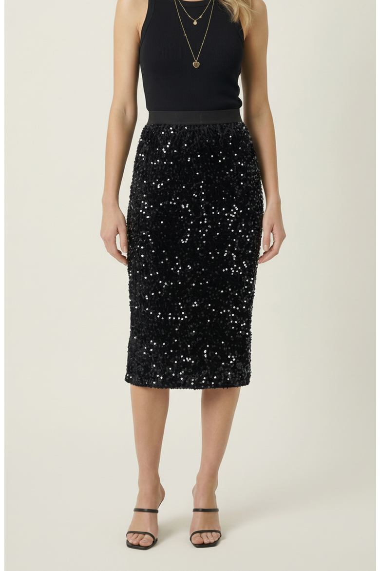 Sequin Midi Skirt, Main, color, Black
