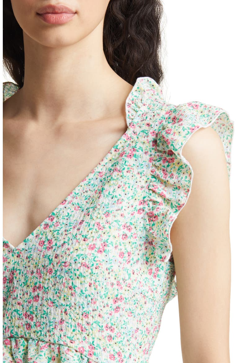 Talias Floral Ruffle Trim Crop Top, Alternate, color, SNOW WHITE AOP TALIA