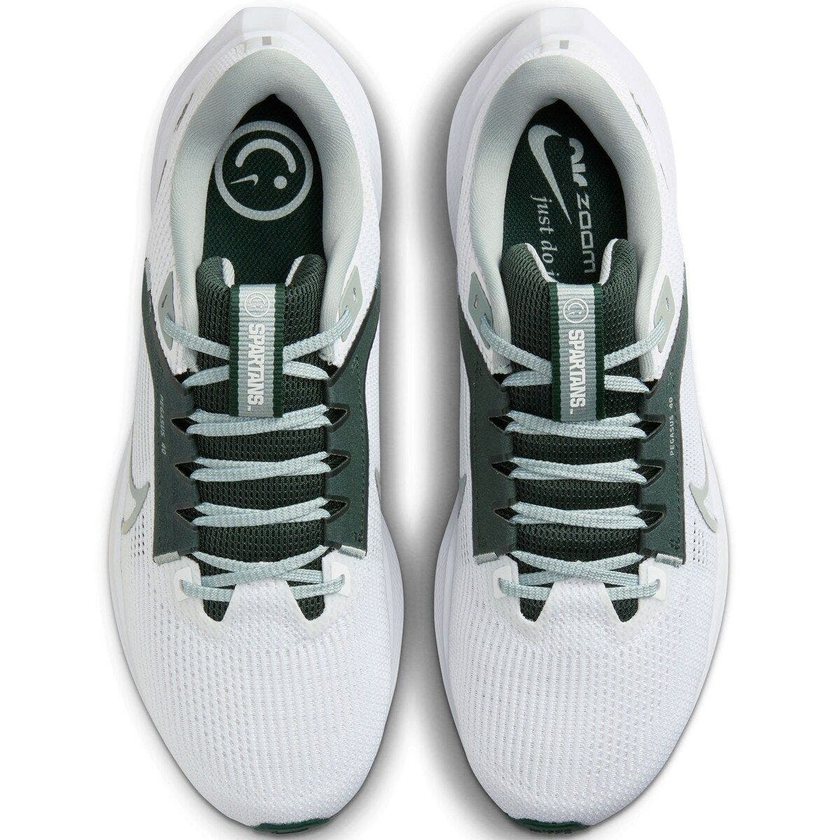 Unisex Nike  White Michigan State Spartans Zoom Pegasus 40 Running Shoe, Alternate, color, White