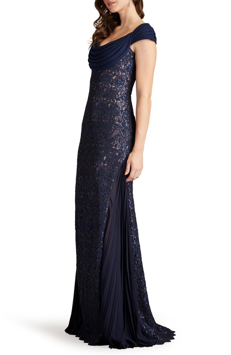 Tadashi Shoji Sequin Corded Lace Sweetheart Neck Gown, Alternate, color,