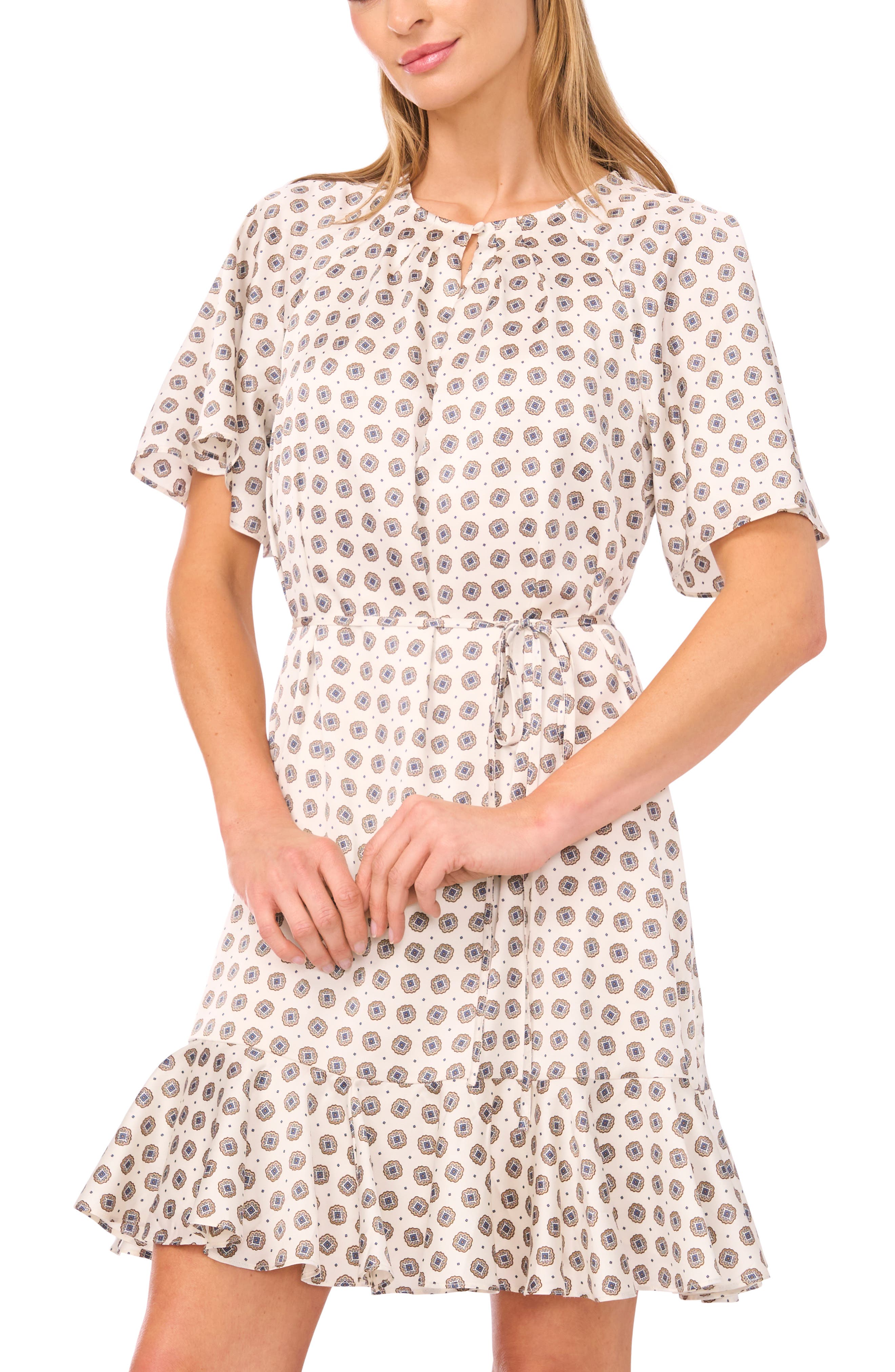 CeCe Medallion Print Short Sleeve Dress (Women) | Nordstrom