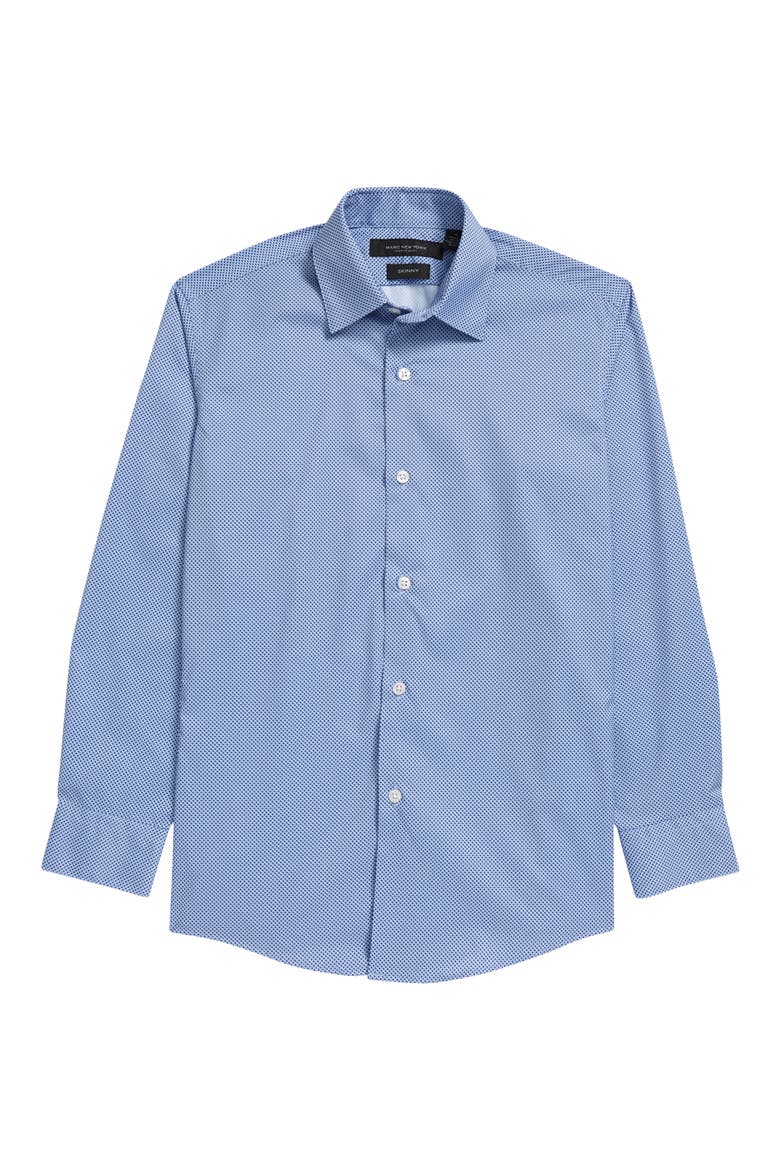 Kids' Geo Print Stretch Dress Shirt, Main, color, LIGHT BLUE/ NAVY