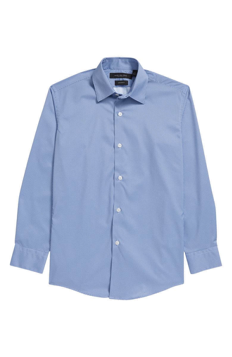 Andrew Marc Kids' Geo Print Stretch Dress Shirt, Main, color, 
