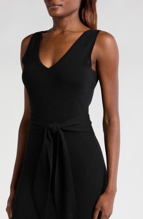 Wayf Martini Tie Waist Sweater Dress In Black