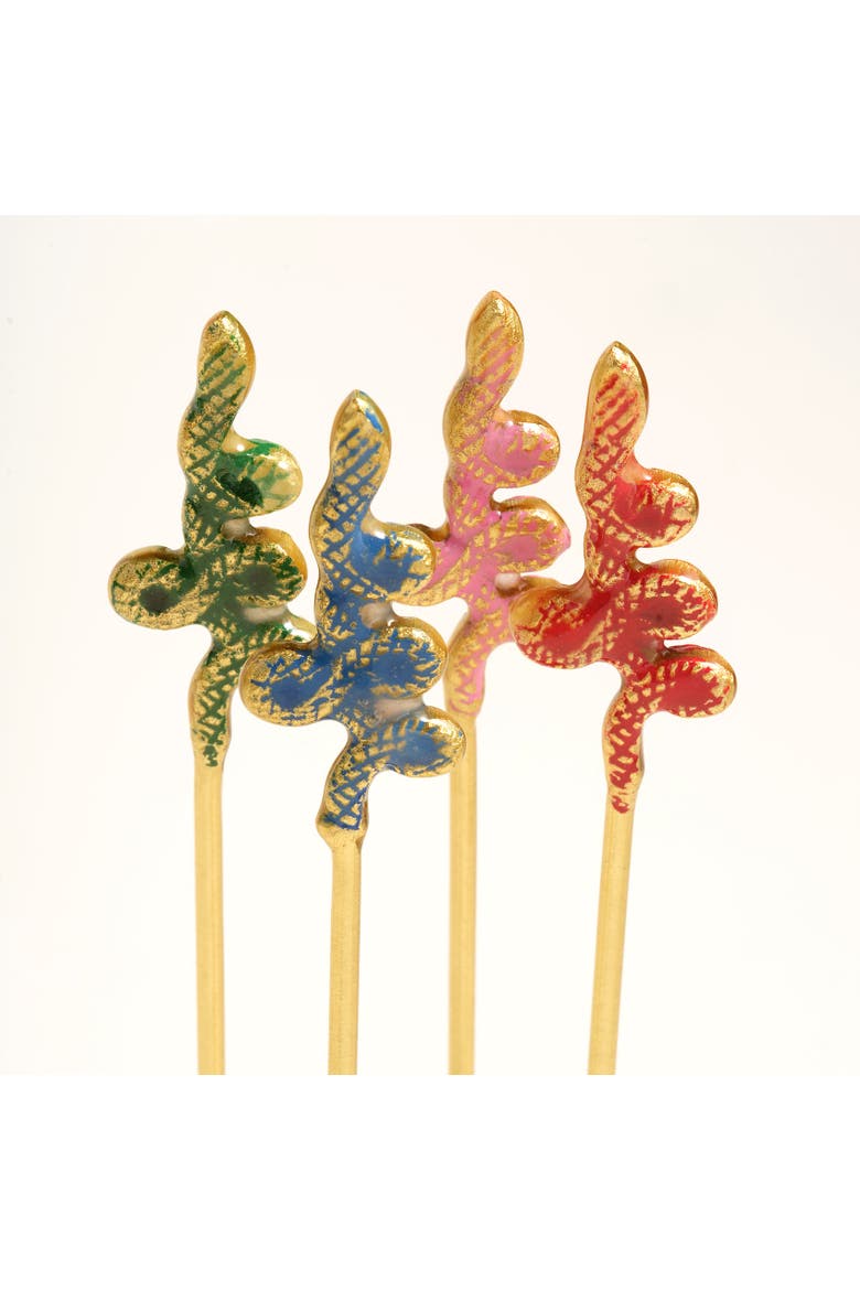 Tanda Steel Cocktail Sticks Set of 4 Entertaining Essential, Alternate, color, Metallic Gold