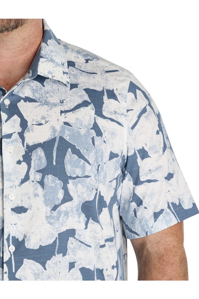 Big & Tall Abstract Leaf Patterned Sport Shirt, Alternate, color, BLUE MIRAGE