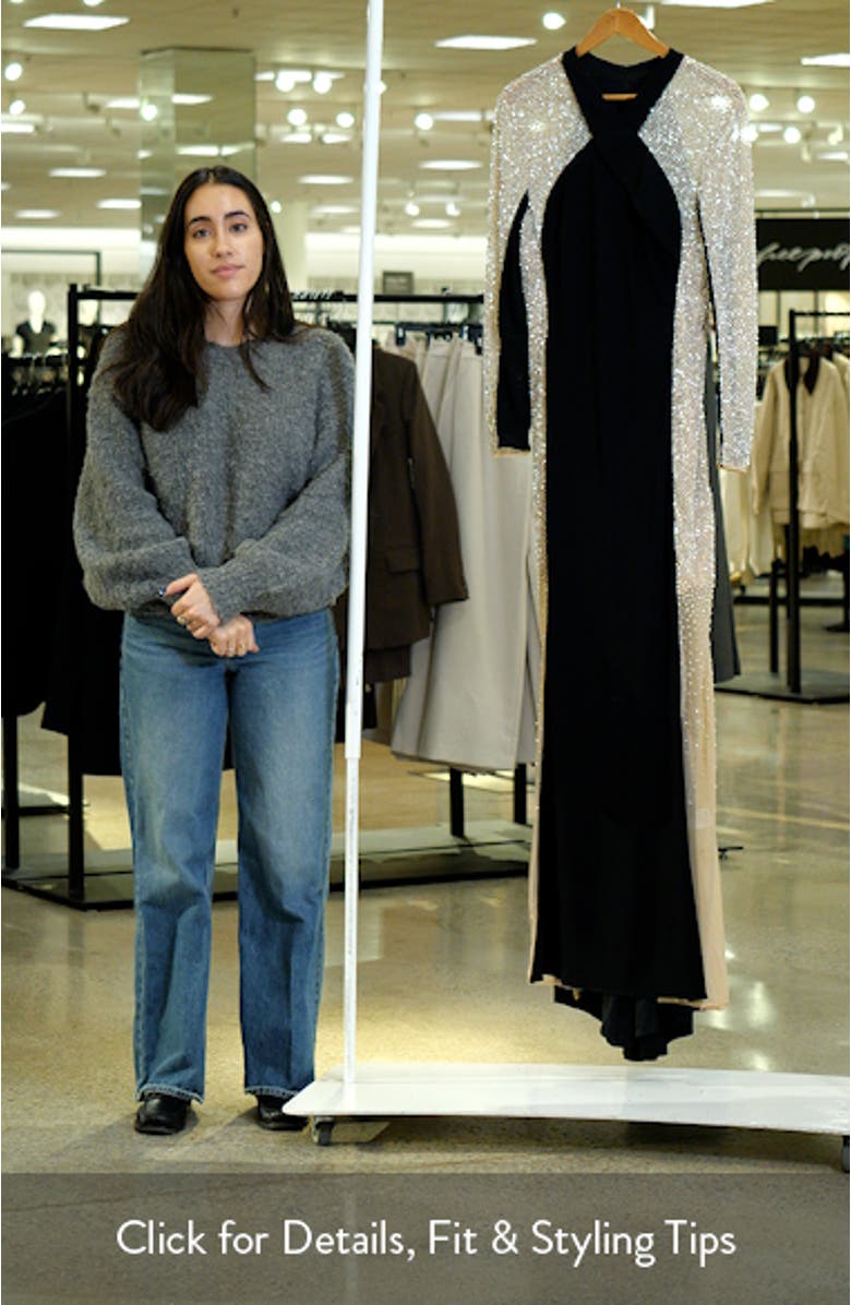 Beaded Mesh Long Sleeve Gown, sales video thumbnail