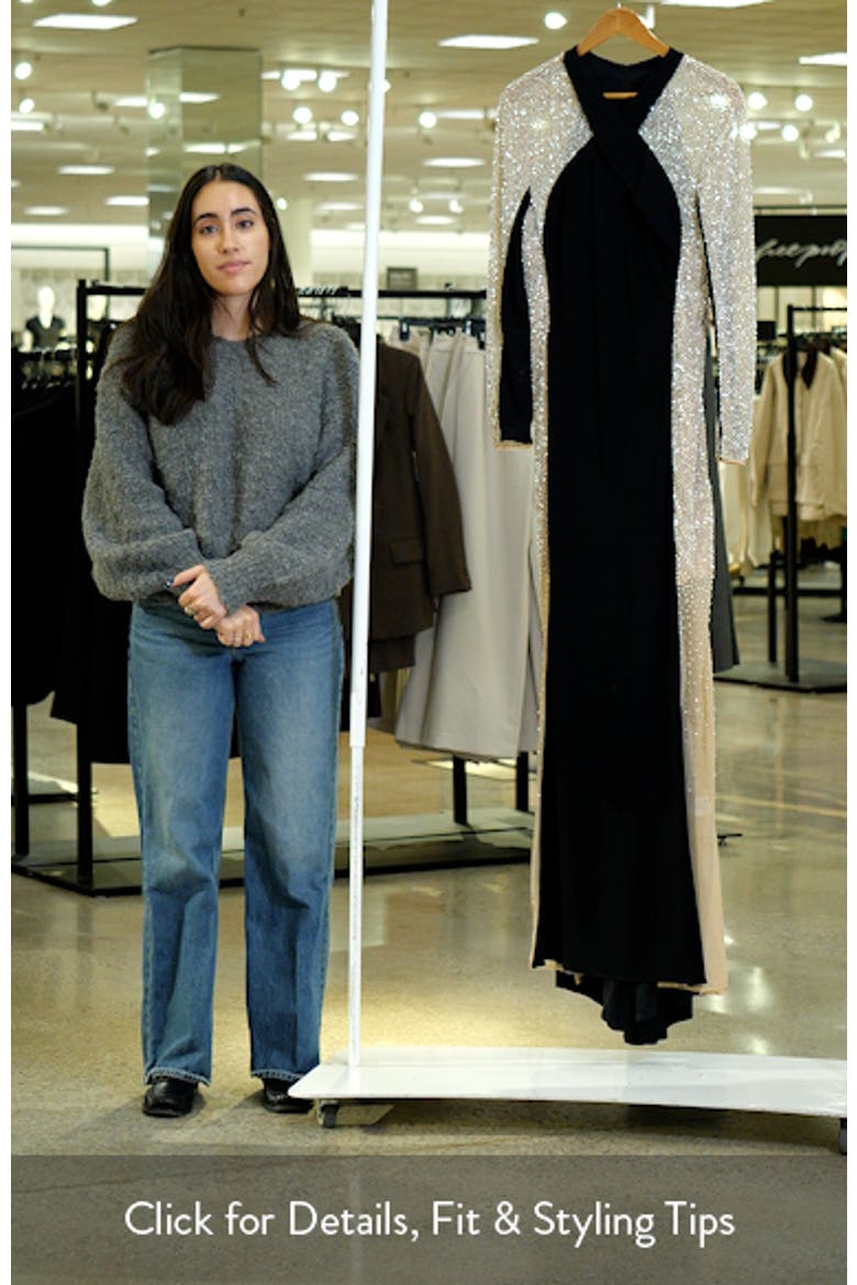 Beaded Mesh Long Sleeve Gown video