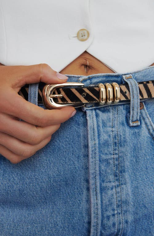 Ettika Tiger Print Genuine Calf Hair Leather Belt In Multi