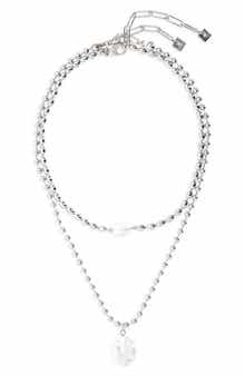 Open Edit Set of 2 Cultured Pearl Ball Chain Necklaces