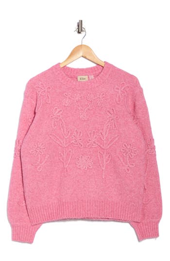 Elie Elie Tahari Floral Embroidered Crewneck Sweater