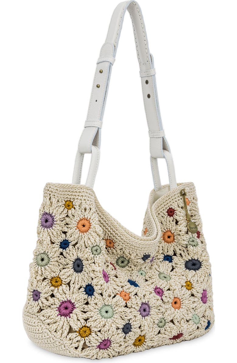 The Sak Los Feliz Medium Crochet Tote Bag, Alternate, color, Natural Multi Flowers