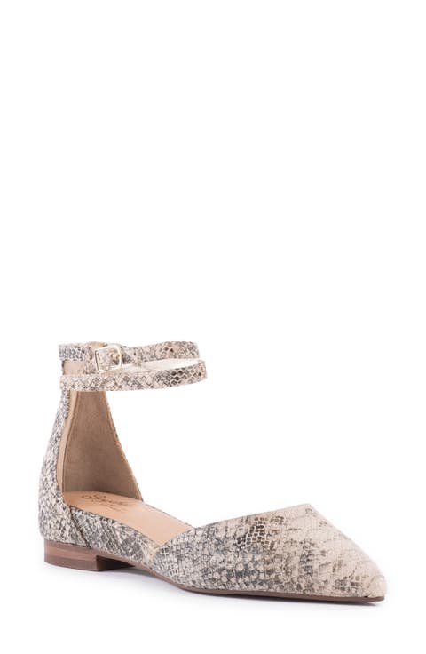 What a Girl Wants Ankle Strap Pointed Toe Flat (Women)