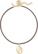 Ramy Brook Cubic Zirconia Pendant Leather Collar Necklace