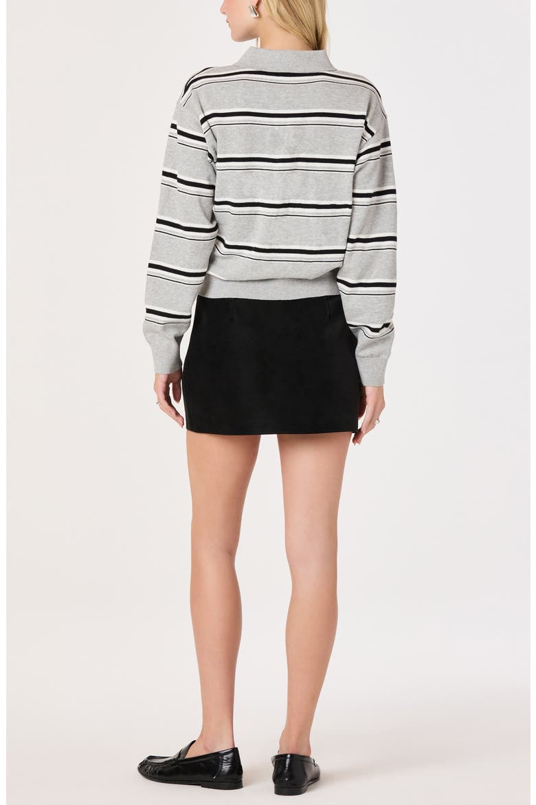Stripe Long Sleeve Cotton Polo, Alternate, color, GREY STRIPE
