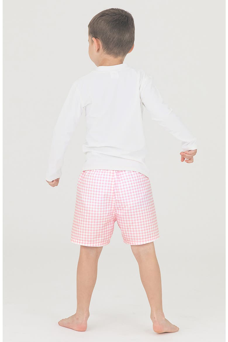 Long Sleeve Two-Piece Rashguard Swimsuit, Alternate, color, PINK GINGHAM