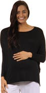 24seven Comfort Apparel Oversized Long Sleeve Maternity Dolman Top