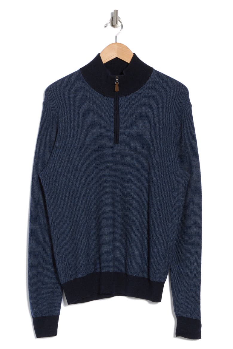 Feeder Stripe Piqué Sweater, Alternate, color, NAVY