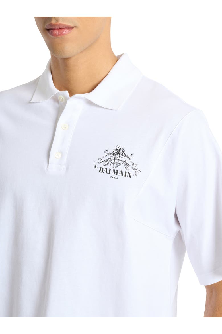 Printed Balmain Vine polo, Alternate, color, white