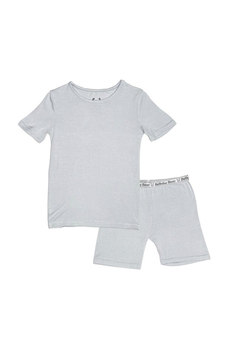Bellabu Bear Cloud Grey Kids 2-Piece Short Sleeve & Shorts Pajama Set, Main, color, Cloud Grey