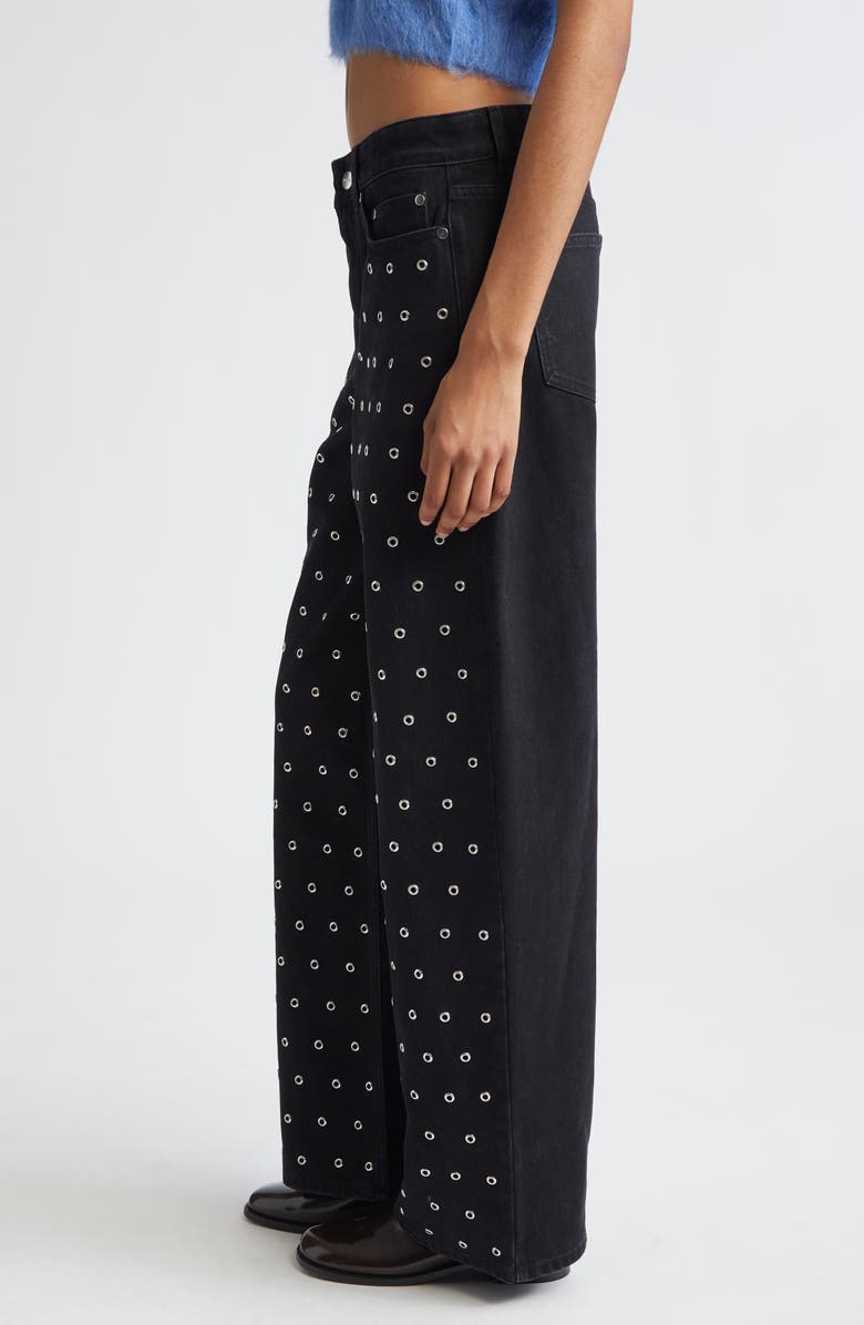 MONSE Grommet Detail Straight Leg Jeans, Alternate, color, Black