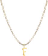 Adornia Initial Charm Tennis Necklace
