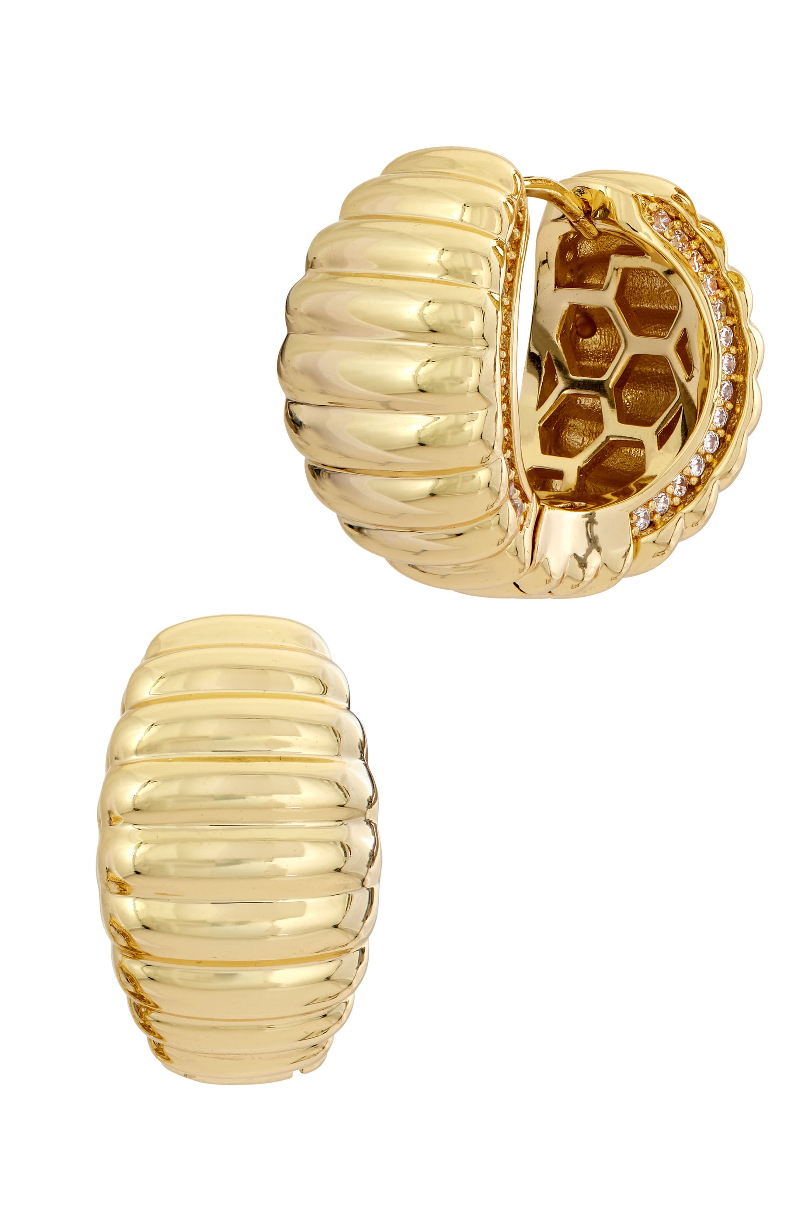SAVVY CIE JEWELS Ribbed Puffy Hoop Earrings