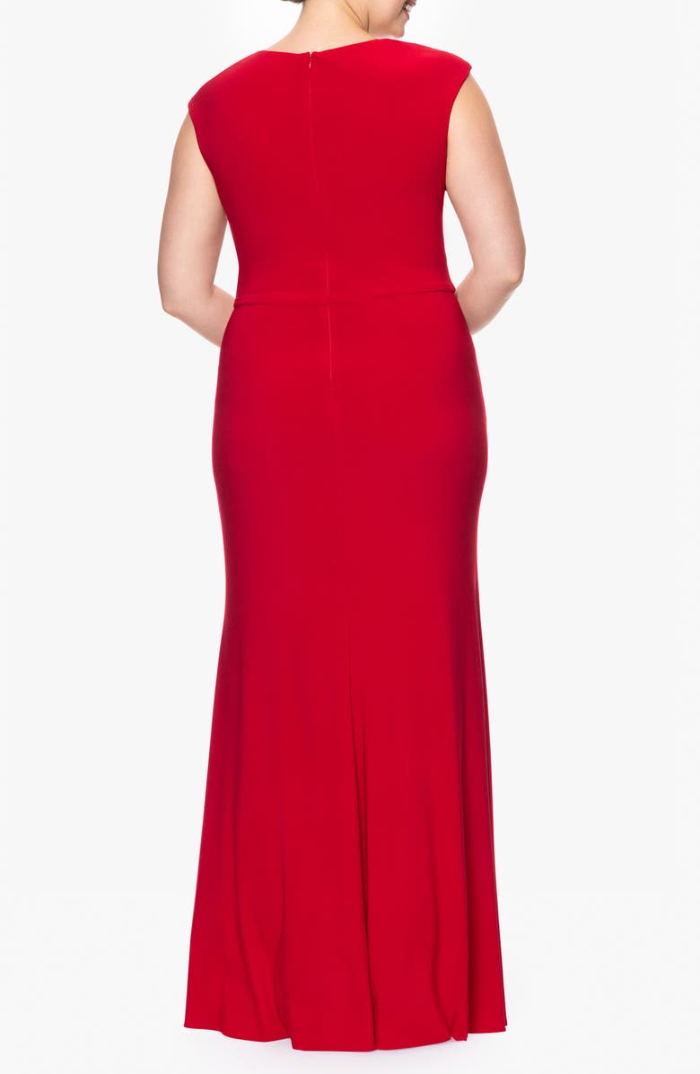 Betsy & Adam Ruffle Trim V-Neck Gown, Alternate, color, 