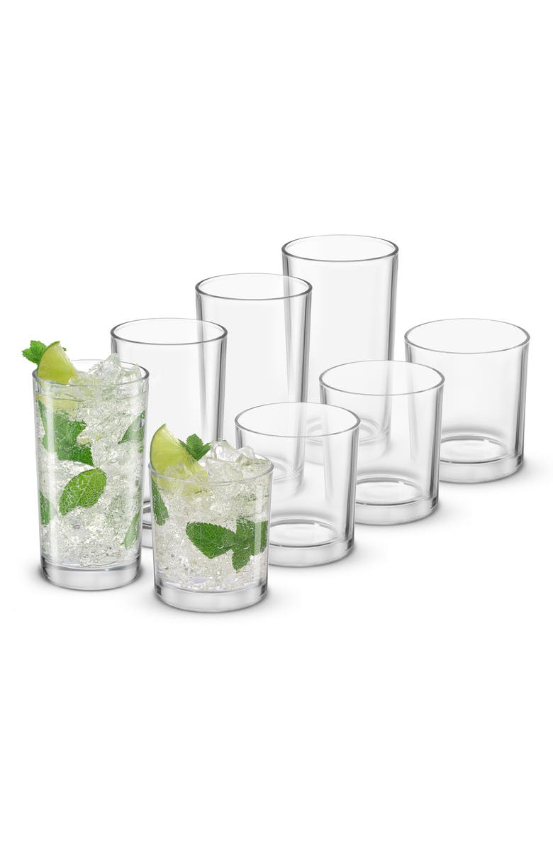 JoyJolt Alain Set of 8 DOF & Highball Glasses, Alternate, color, Clear