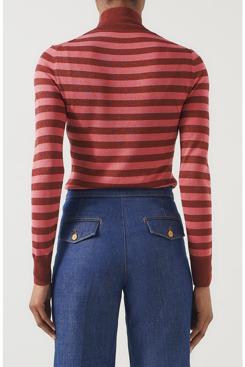 Allie Metallic Knit Turtleneck Sweater, Alternate, color, PINK