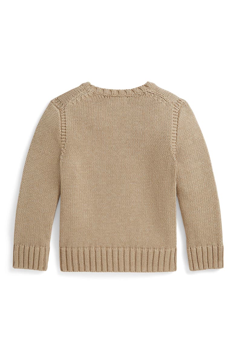 Kids' American Flag Cotton Crewneck Sweater, Alternate, color, OATMEAL