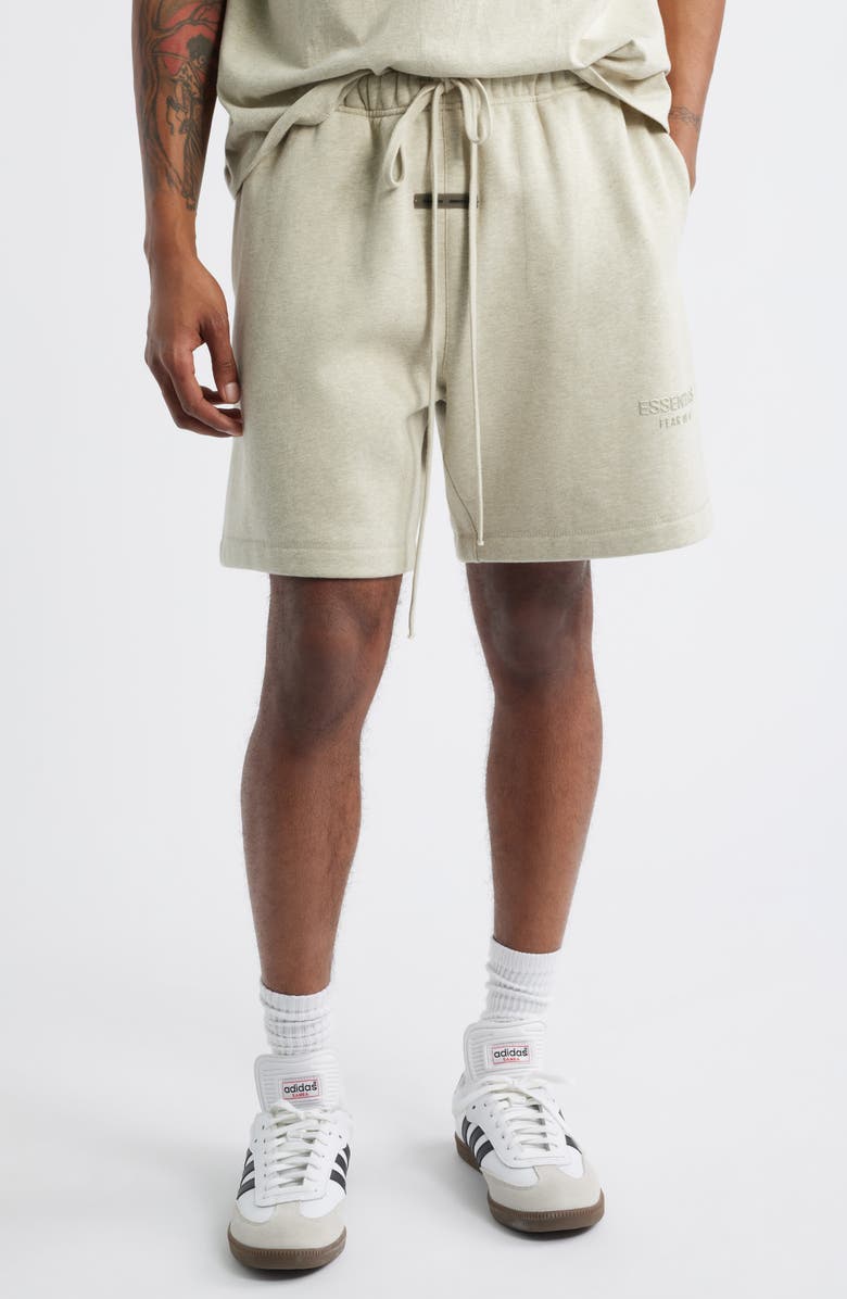 Fear of God Essentials Fleece Soccer Shorts, Main, color, Heather Stone