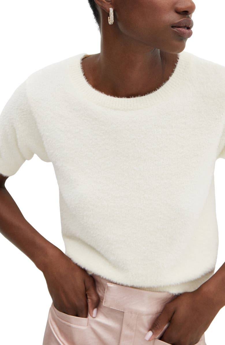 MANGO Fuzzy Short Sleeve Sweater, Alternate, color, 