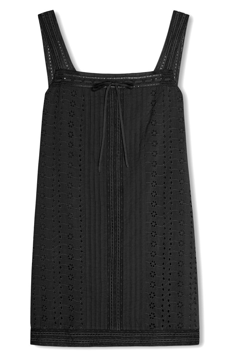 Rails Beckton Pintuck Cotton Broderie Anglaise Minidress, Alternate, color, Black