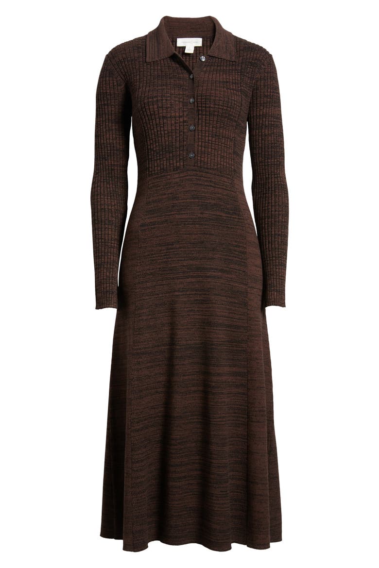 Marled Long Sleeve Sweater Dress, Alternate, color, BLACK- BROWN MARL