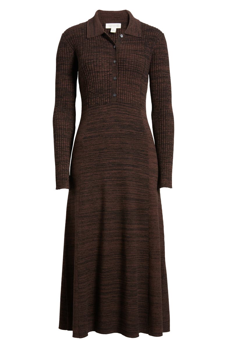 Treasure & Bond Marled Long Sleeve Sweater Dress, Alternate, color, Black- Brown Marl