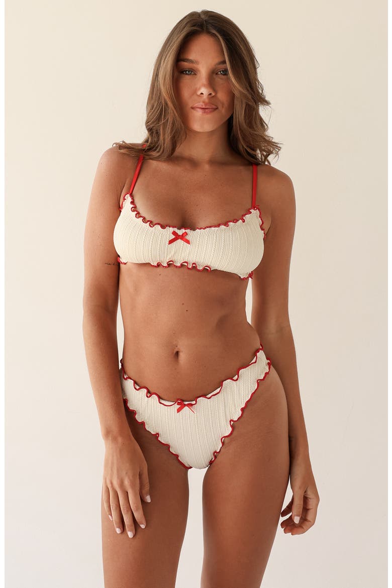 Bonita Ruffled Bikini Top, Alternate, color, Gardenia Pointelle