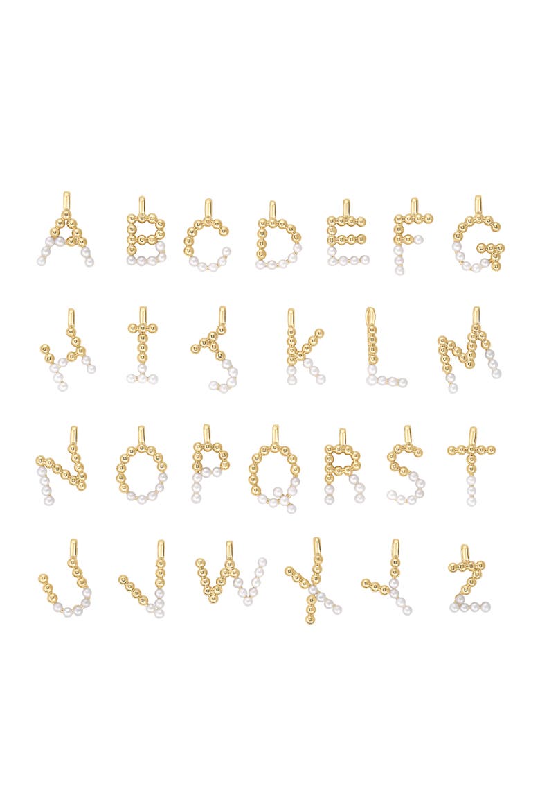 Cultured Pearl Pavé Initial Necklace, Alternate, color, Gold - S